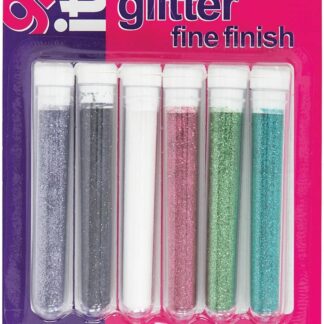 Glitz It 3g Fine Contemporary Finish Glitter Tube, Pack of 6, Multi-Colour
